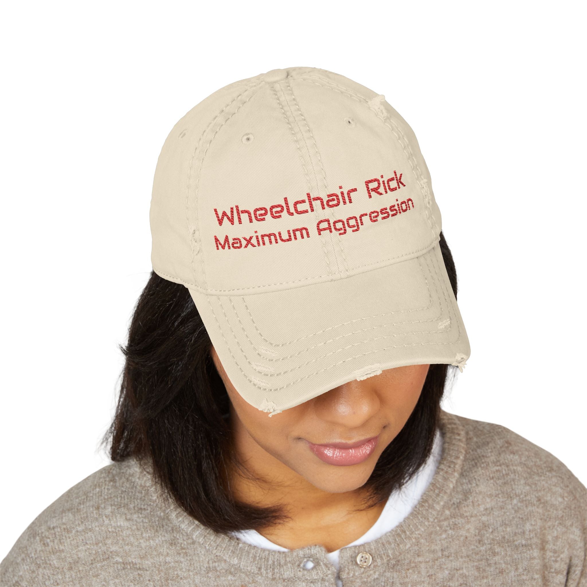 Wheelchair Rick  Embroidered   Maximum Aggression  " Hat backwards for safety"  baseball hat..