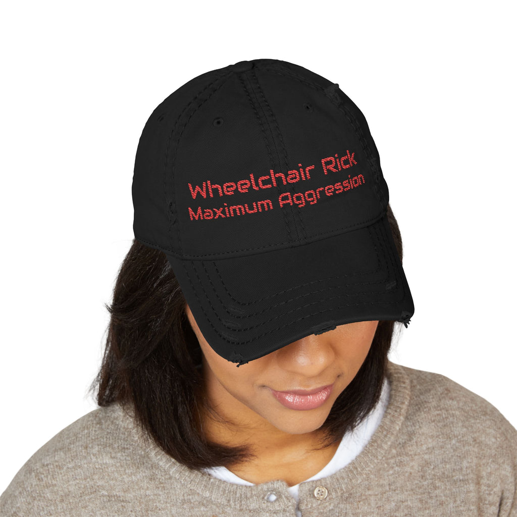 Wheelchair Rick  Embroidered   Maximum Aggression  " Hat backwards for safety"  baseball hat..