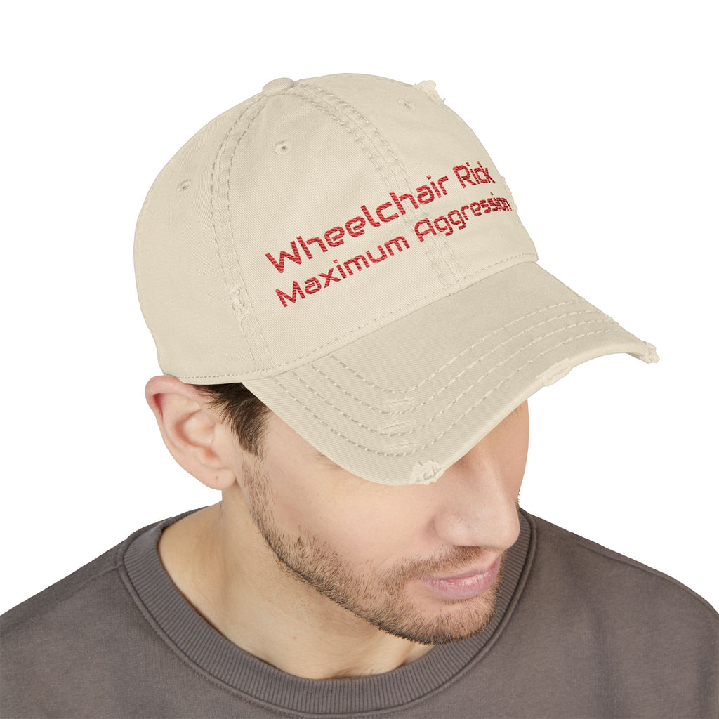Wheelchair Rick  Embroidered   Maximum Aggression  " Hat backwards for safety"  baseball hat..