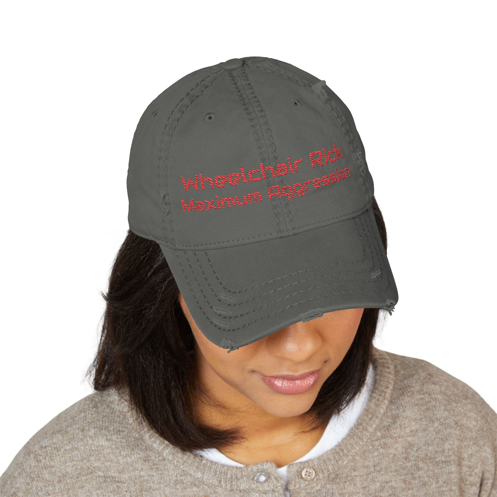 Wheelchair Rick  Embroidered   Maximum Aggression  " Hat backwards for safety"  baseball hat..