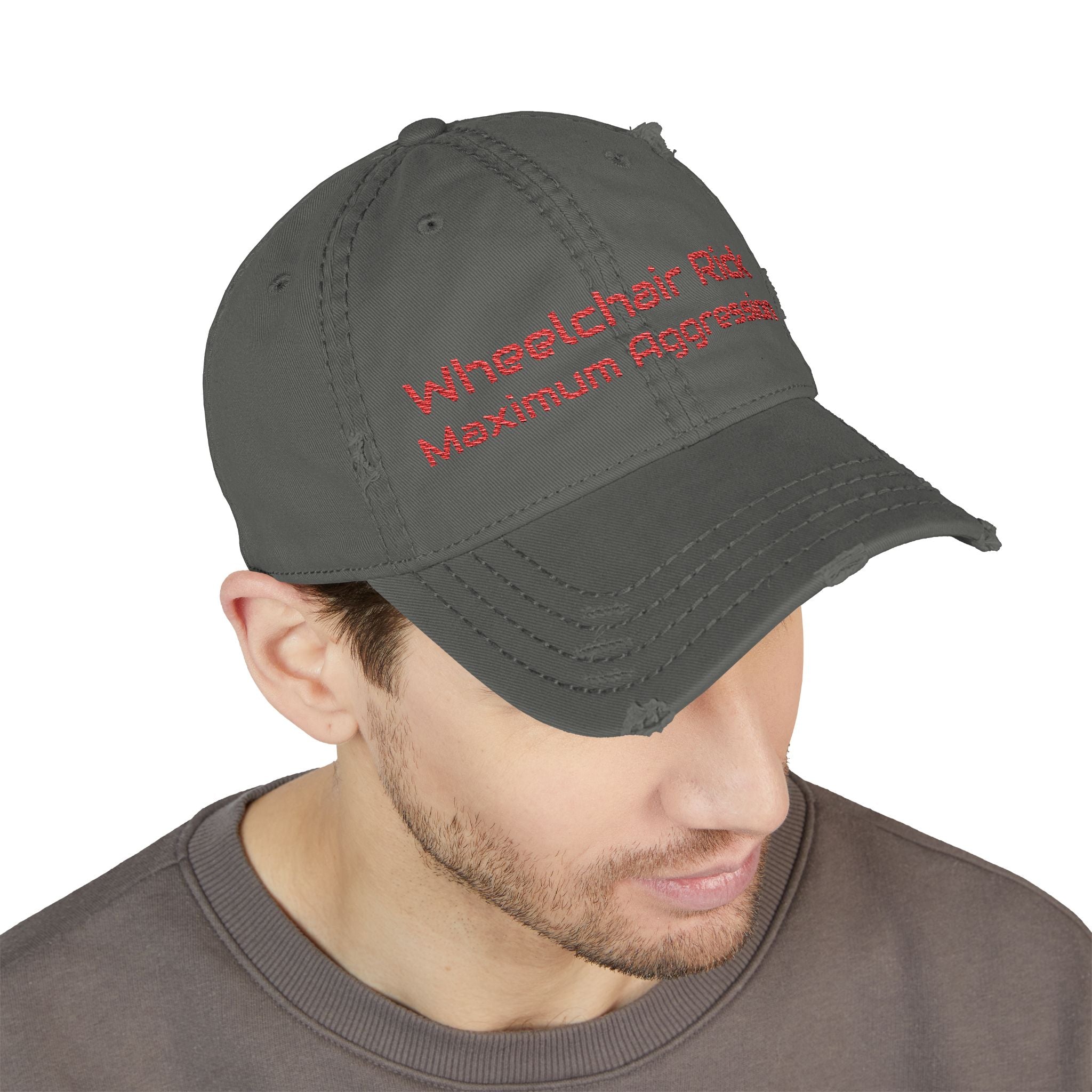 Wheelchair Rick  Embroidered   Maximum Aggression  " Hat backwards for safety"  baseball hat.